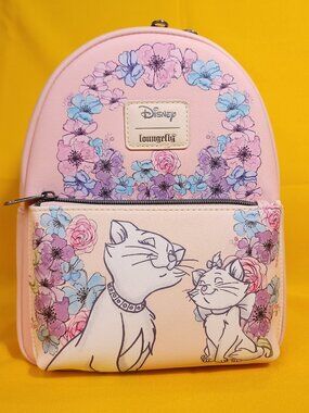 Loungefly Disney The Aristocats Duchess & Marie Pink Floral Mini Backpack NEW
